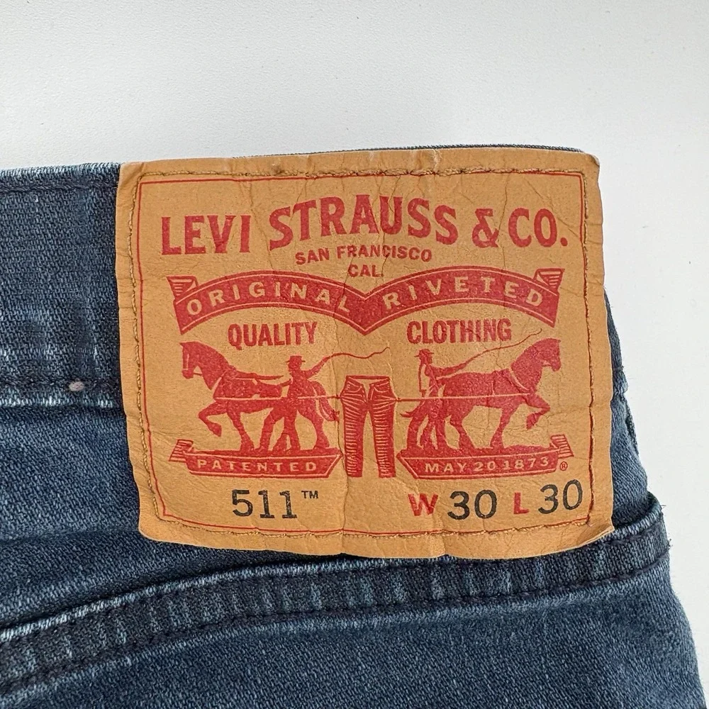 Levi's 511 Slim Fit Jeans Mens 30x30 Blue Dark Wash Denim Stretch Cotton